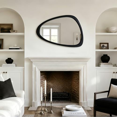 Image of Solid Wood Asymmetrical Irregular Framed Wall Mirror, 24 inchx36 inch