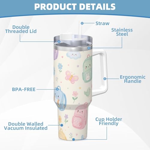 Vaso térmico pastel de 1,2L con pajita para mantener tu café frío camino al trabajo 7