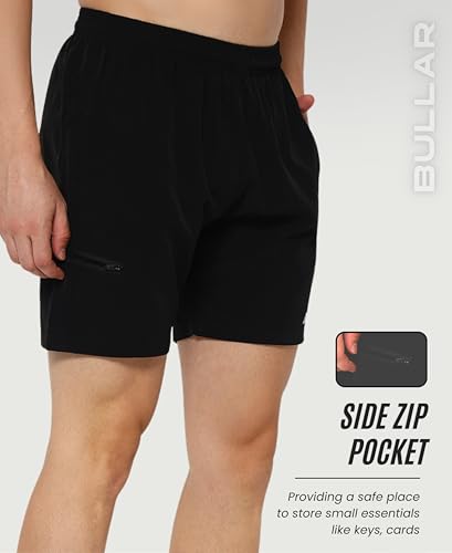 Image of BULLAR Premium Polyester Training Shorts Combo, Gym wear, Running, Sports,Workout Dryfit, Quick Dry Shorts with Drawstring