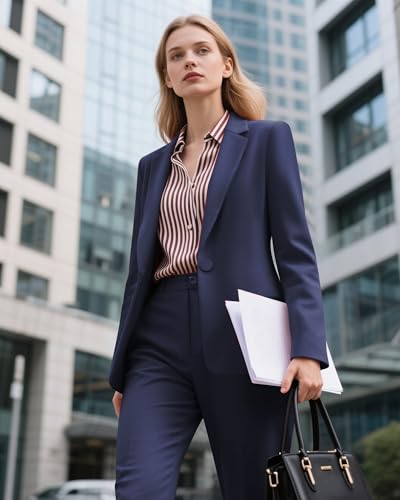 Women's Business Suits for Work Professional 2 Piece Sets Pants Suits Slim Fit Casual Outfits Tuxedo for Office4