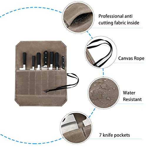 Knife Roll, Chef’s Knife Roll Case, Waxed Canvas Cutlery Knives Holders Protectors, Home Kitchen Cooking Tools And Utensils Wrap Bag Wallet , Multi-Purpose Brush Roll Bag, Travel Tool Roll Pouch #TOP2