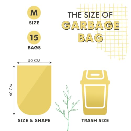 Image of GREENDOT BIOPAK Garbage Bags For Dustbins, Medium Size 45 Bags(3 Rolls), 19x21 Inches, Biodegradable & Compostable Within 180 Days, Eco-Friendly Trash Bags For Wet & Dry Waste, Leak Proof &Thick