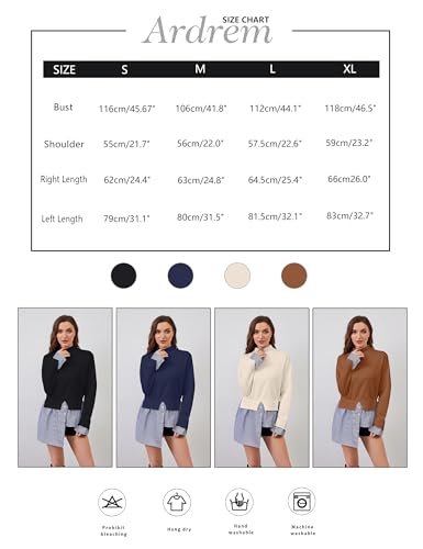 Image of Women Asymmetrical Patchwork Sweaters Slit Turtleneck Pullover Sweater Dress 2 in 1 Sweater Shirt Tunic Sweater Tops