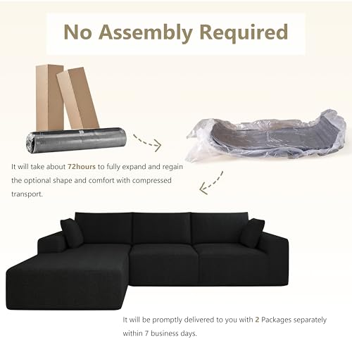 Image of Bean Bag Chairs for Adults Floor Gaming Bean Bag Chair Memory Foam BeanBag Chair Bean Bag Sofa (Black, 108 inch+Left Chaise)