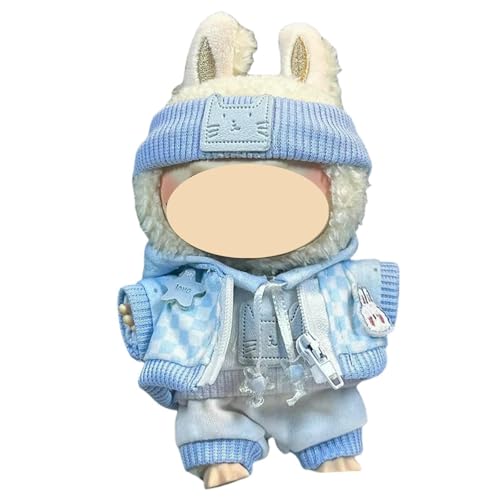 Vectella Labubu Für 17 cm Verärgerte Outfit -Puppen -Kleider Sportpuppen Farbe Match Hoodies Dolls Accessoires-Blauer Sp...