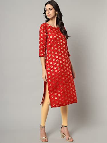 Image of VredeVogel Women's Cotton Silk Blend Straight Kurta With Dupatta with Banarasi Silk Dupatta