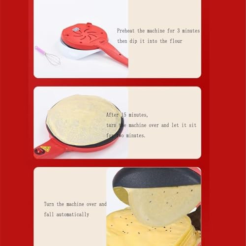 Electric Maker Antihaft-Bratpfanne mit Becken & Schneebesen, Automatische Temperaturregelung, Vielseitiges Kochwerkzeug für Pfannkuchen und Crêpes – Bild 8