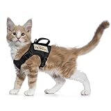 Tactical Cat Harness for Walking Escape Proof, Soft Mesh Adjustable Pet Vest Harness for Large...