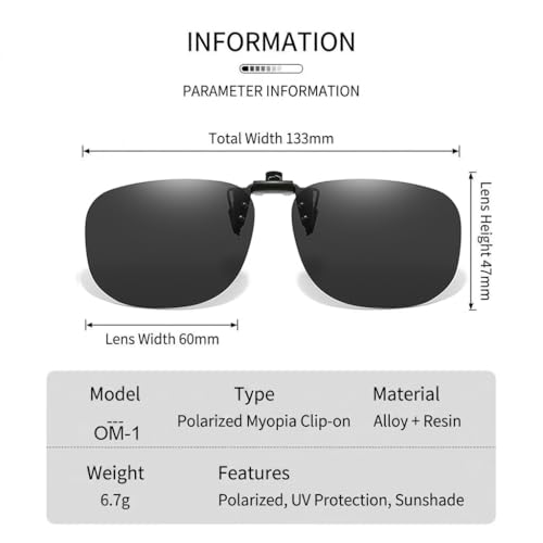 Image of Polarized Clip On Sunglasses Over Prescription Glasses Men Women Rimless Flip Up