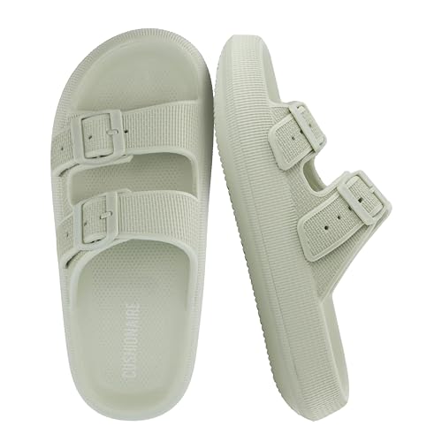 Image of CUSHIONAIRE Fame Pillow Recovery Sandals for Women, Adjustable Double Buckle Waterproof EVA Cloud Slides for Women