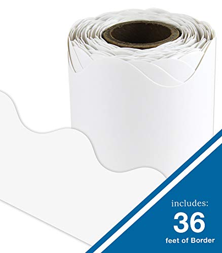 Carson Dellosa Education Carson Dellosa 36 Ft Scalloped White Bulletin Board Borders, Classroom Borders For Bulletin Board, White Board, Cork Board, Locker, And Classroom Décor, Bulletin Board Trim #TOP1