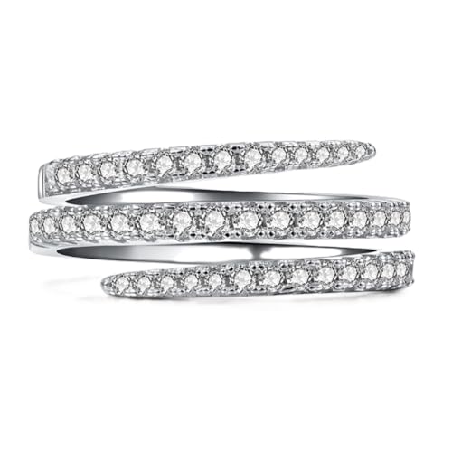 Silver Emerald Cut Eternity Ring For Women Platinum Plated 925 Sterling Silver Infinity Band CZ Simulated Diamond Engagement Ring 7