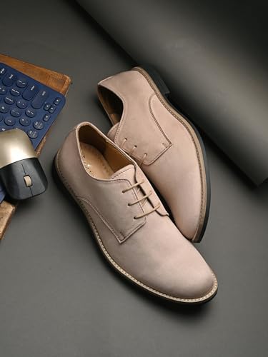 Image of HiREL'S Premium Suede Derby Smart Casual Shoes for Men | Office Soft Cushioned Corporate Casuals