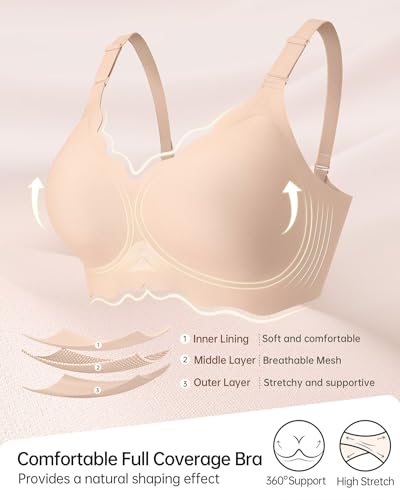 Vertvie Seamless Bras for Women No Underwire Wireless Push Up Bra Support Full Coverage Bralette Comfort Everyday Sports Bra4