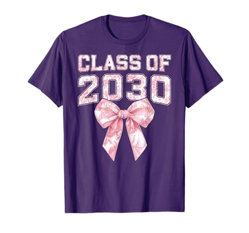 Class of 2030 Coquette Bow Kids Girl Graduation 2030 Grad T-Shirt
