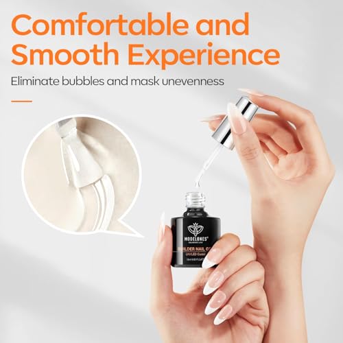 Image of modelones Builder Nail Gel with Gel Top Coat, 8-In-One Clear Builder Acid Free Top Coat for Nail Thickening Apex Building Extension Shine Finish and Long Lasting, LED Lamp Cured 10ml DIY Home Salon