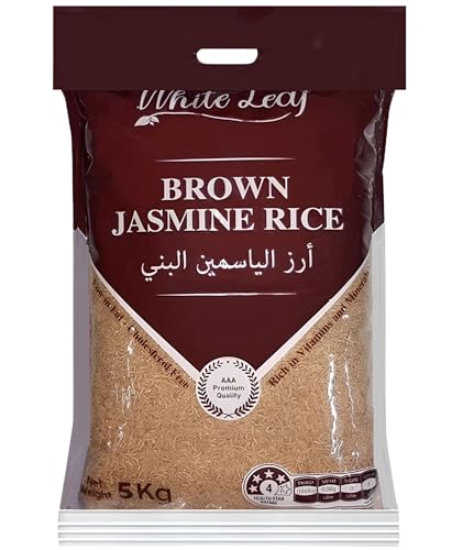 WHITE LEAF Brown Jasmine Rice (AAA Premier Quality)|Instant Boost of Energy | Rich in Fibre Good for Diabetic People Helps Lower Blood Pressure|Healthy & Wholesome Rice for All Family Member - 5kg.