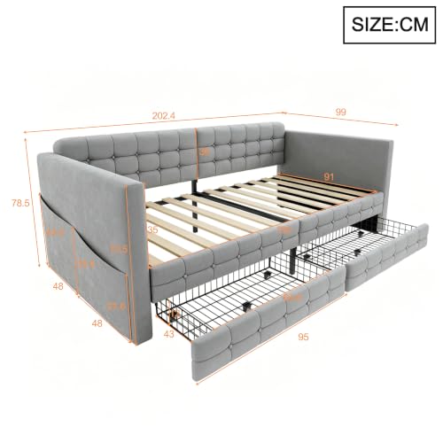 Sofá cama 90x190 cm Idemon con cuadros clásicos y dos cajones de almacenamiento inferior 3
