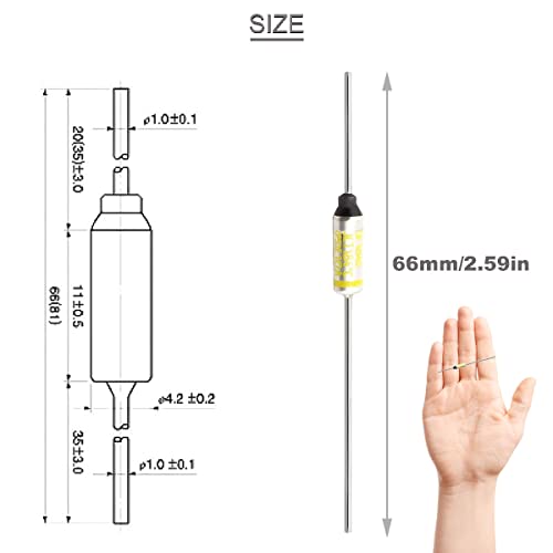 Image of 10 pcs SF184E SEFUSE 10A 250V Metal Thermal Cutoffs Thermal Fuse 184 Degree with GT-1 Crimp Terminal Silicone Fiberglass sleeving for Household Electrical appliances