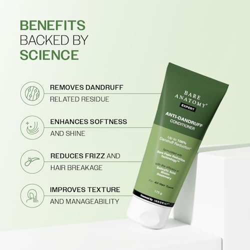 Image of Bare Anatomy Anti-Dandruff Hair Conditioner with Biotin, Salicylic Acid & Rosemary | Removes Flaky Buildup | Moisturizes & Strengthens Hair | Reduces Frizz & Breakage | For All Hair Types | 175gm