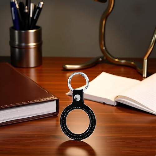 Portamoneda de cuero negro para monedas con llavero miniatura 5