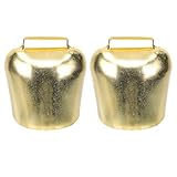 Healeved ヴィンテージデザインの鉄製牛鈴 大音量警報ベル 遠距離通達可能 放牧やペットの迷子防止用ホームデコレーション装飾ベル 2個セッ