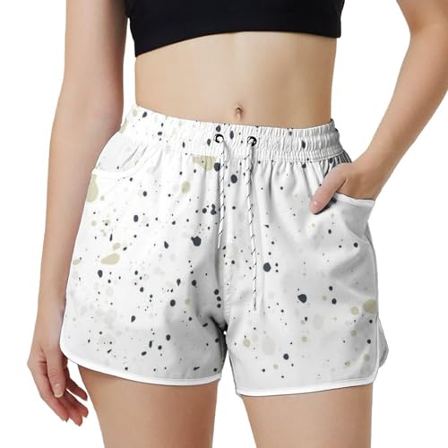 AYUNIX Women's Running Shorts with Pockets Quick Dry Performance Shorts for Women White Athletic Workout Gym Shorts