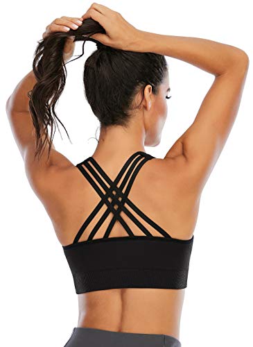 Ewedoos Sports Bras Pack High Impact Sports Bras For Women Strappy Sports Bra Padded Gym Bras Workout Bras Yoga Bras #TOP3