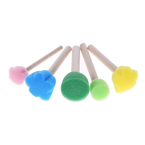 Ruwado 10 Pcs Foam Sponge Brush With Wooden Handle Round Flower Multi Size Painting Tools For Kids Children Diy Acrylic Watercolor Varnishes Art Craft Painting #TOP1