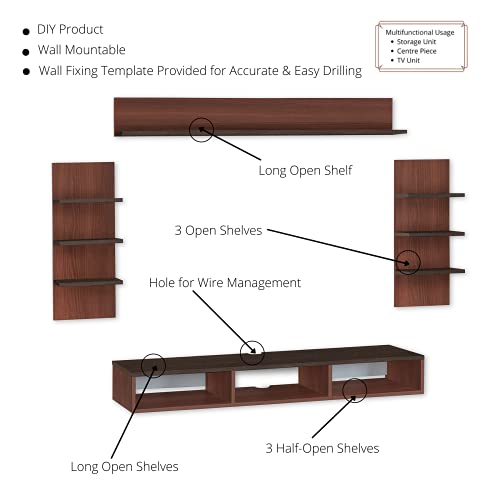 Image of DELITE KOM Eli Engineered Wood TV Entertainment Unit (Finish Color - Acacia Dark Flowery Wenge, DIY(Do-It-Yourself) (30x120x90.5)