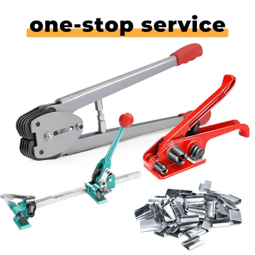 Image of Strapping Sealer /Crimper for 1 /2 inch-5 /8 inch Polypropylene (PP) Strapping Band Manual Banding Tool with 15 inch Extended Handle (red)