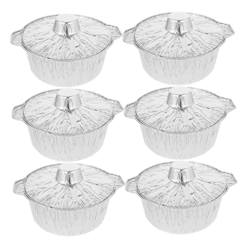 Healifty 6 Pezzi Pot Tinfoil con Coperchi Capacità Versatili per Grigliatura e Al per Camping