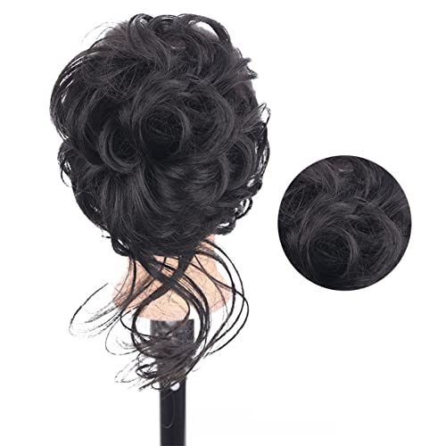 Picysa Postizo Portátil con Garra para Moño y Peluca Gruesa y Rizada para un Aspecto Elegante, Cómodo de Usar, Ideal para Banquetes, Seda Mate de Alta Temperatura (Marrón Negro)