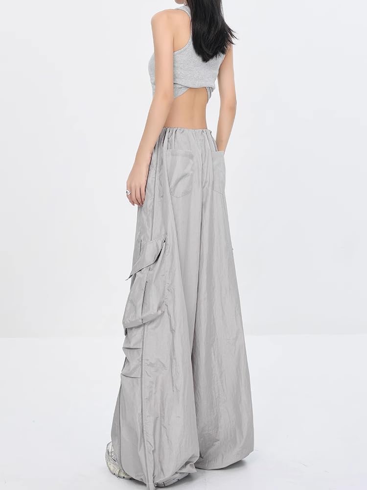 Women's Pants Summer Jazz Dance Cargo Quick-Dry Lightweight Gray Style Trouser for Women