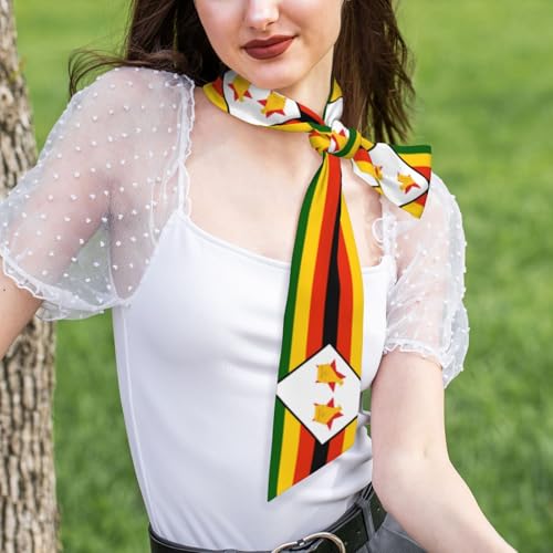 Women's Decorative Long Scarf, Flag of Zimbabwe Lightweight Headband Hood, Chic Tie Scarf (46.9 * 3.1 inches)4