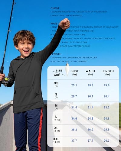 Image of Boys Rash Guard Hoodie UPF 50+ Long Sleeve Sun Protection Swim Shirt