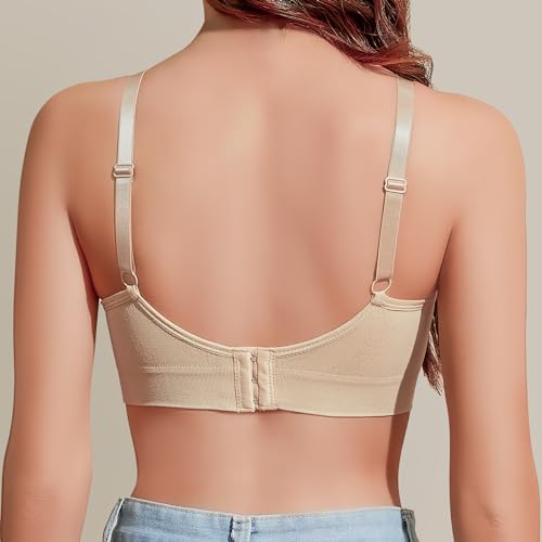 Image of Eleplus 3 Pieces Deep V Wireless Bras for Women Seamless Comfy Bralettes Lightly Lined Multicolors Pack