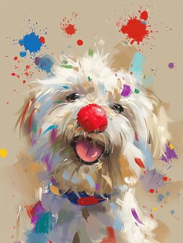 Coloriage par numero adulte chien pour activité manuelle et déco salon