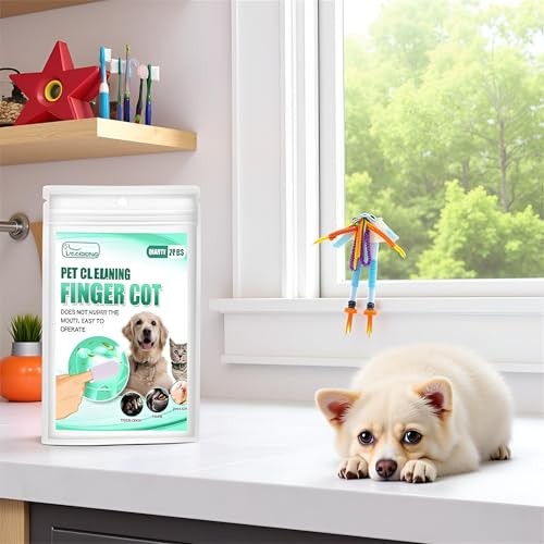 Image of 40 Pcs Teeth Cleaning Finger Wipes,Dog Eye WipesCleaning Wipes for Pet Teeth and Finger Covers, for Cleaning Teeth Ears and Eyes Suitable for Dogs and Cats Removes Dirt and Discharge Dog Eye Care