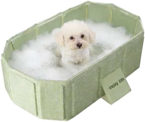 Wenceda Faltbare Hunde-Badewanne, Pool, zusammenklappbar, 74 x 45 cm, für Hunde und Katzen, PVC, rutschfest, für Welpen, Duschbecken