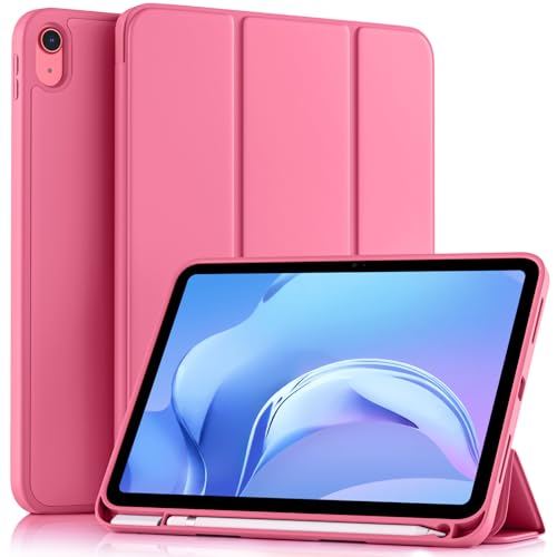 Akkerds Compatible with iPad 10th Generation Case 10.9 Inch 2022 with Pencil Holder, Slim Trifold Stand Protective Cover with Soft TPU Back for iPad Case 10th Generation, Auto Sleep/Wake, Watermelon