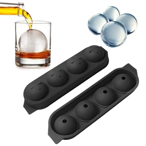 Forma de Gelo Redonda Para Drink Whisky 4 Esferas Grandes Molde d...