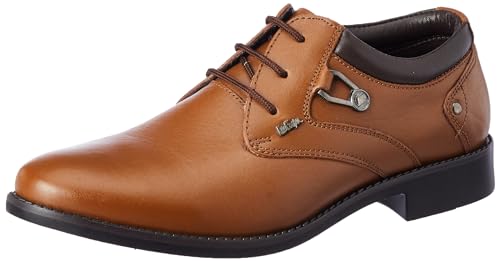 Image of Lee Cooper LC2024B3R Men's Leather Derby Formal Shoes | Lightweight, Comfortable & Stylish Lace-Ups for Office, Business
