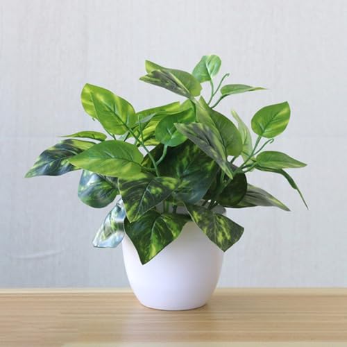 Gdfnmogo Planta de bonsái artificial, follaje de plástico en maceta, 22 cm de alto, realista y no se decolora, para decoración del hogar, oficina, restaurante, hotel y tienda (2#)