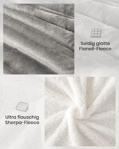 Good Nite Sherpa Kuscheldecke Flauschig 230x270cm Wolldecke Grau – Ansicht 4