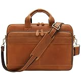Jack&Chris Leather Briefcase for Men ,Business Travel Laptop Messenger Bags with Attache Case 15.6"