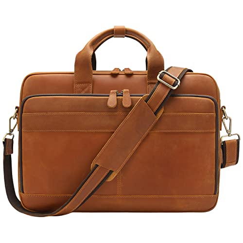 Jack&Chris Leather Briefcase for Men ,Business Travel Laptop Messenger Bags with Attache Case 15.6" ,MB005-7L