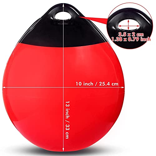 Kamehame Boat Mooring Buoys, 10” Inflatable Vinyl Anchor Buoy Round Boat Fenders Ball Dock Bumper Ball For Small Boat, Yacht, Small Sailboat, Ski Boat, Red #TOP5