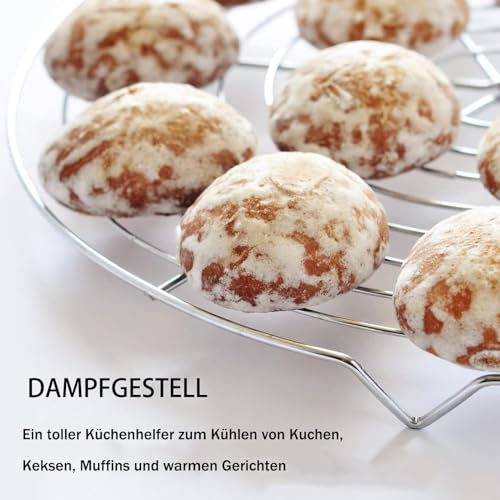 Rund Abkühlgitter, 2 Stück Abkühlgitter, 30 cm Rund Kuchen Kuchenrost,Edelstahl Kuchengitter Abkühlgitter,Tortenkühler, für Braten Backen Grillen, Gleichmäßiges und Schnelles Auskühlen zum Backe
