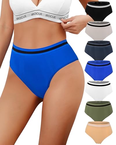 Womens Underwear High Waisted Bikini Panties Seamless High Cut Tagless Soft Ladies Cheeky Panty 7 Pack